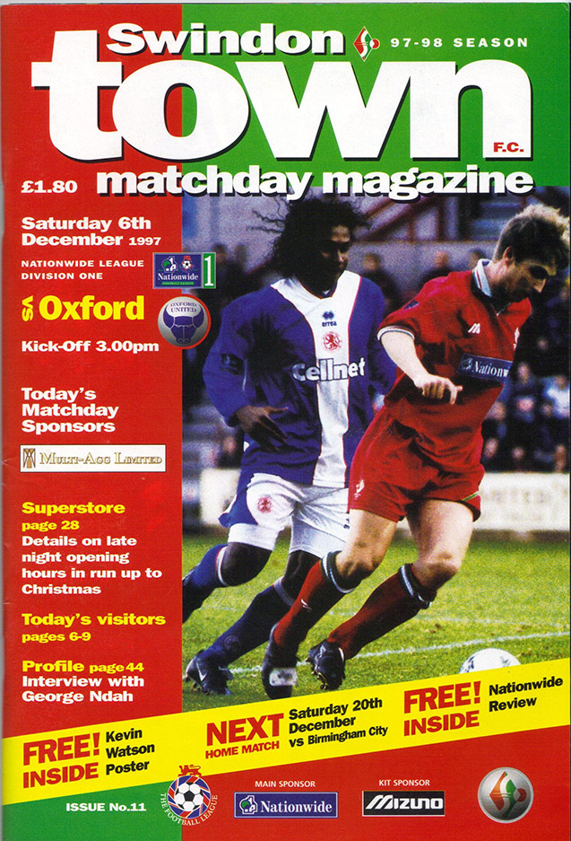 <b>Saturday, December 6, 1997</b><br />vs. Oxford United (Home)